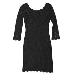 Diane von Furstenberg DVF Black Lace Zarita Zip Back Sheath Dress LBD